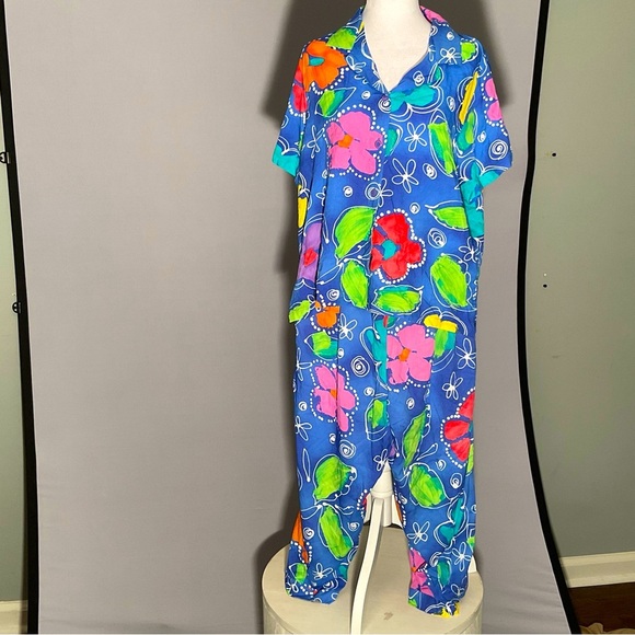 Jams World Floral Ladies XL Pajama Set, Drawstring Pants/Decorative  Buttons - Picture 16 of 16